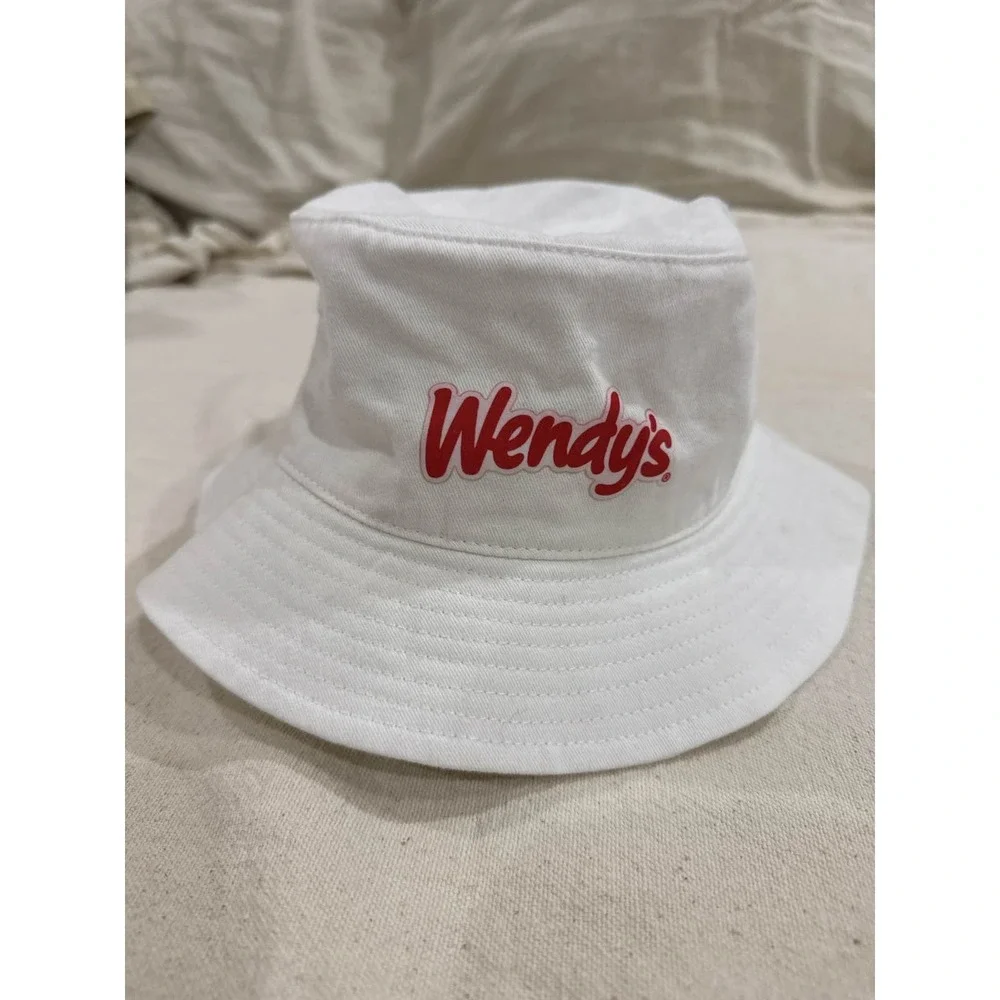 Wendy's Basketball Frosty White Bucket Hat‎ Restaurant Promo Cap OSFM
